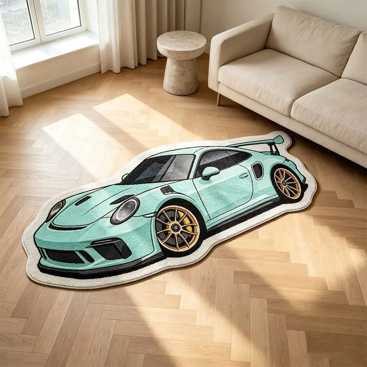 VIKAMA Sports Car Shaped Plush Rug Non Slip Washable Racing Carpet for Boy Bedroom Gaming Room Kids Nursery Home Decor