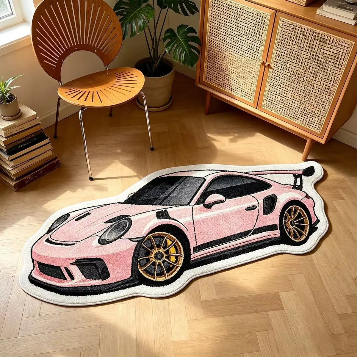 VIKAMA Sports Car Shaped Plush Rug Non Slip Washable Racing Carpet for Boy Bedroom Gaming Room Kids Nursery Home Decor