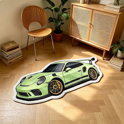 VIKAMA Sports Car Shaped Plush Rug Non Slip Washable Racing Carpet for Boy Bedroom Gaming Room Kids Nursery Home Decor